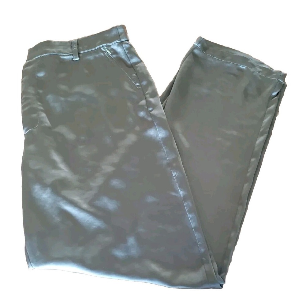 Good American Size‎ 10/30 Waist 32 Lng Silky Green Wide Leg Trouser  Dress Pants